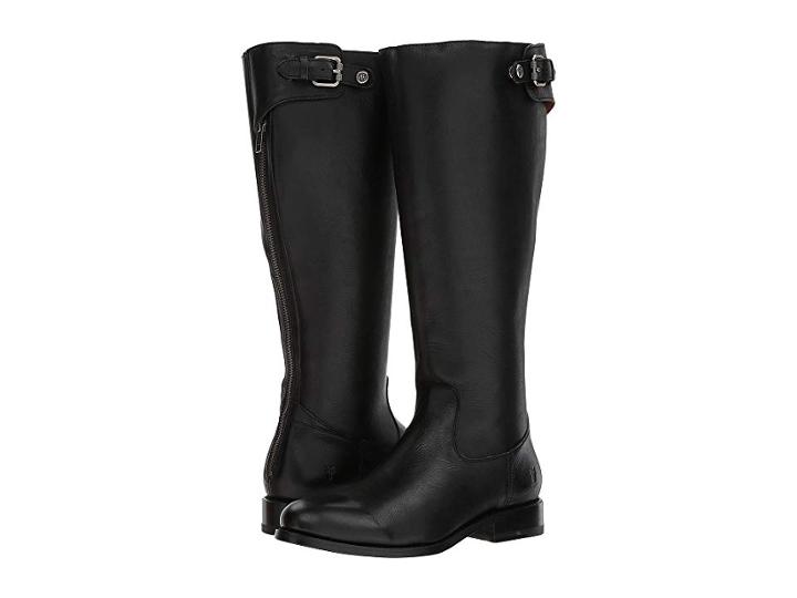 Frye Jayden Buckle Back Zip Wide Calf (black Tumbled Soft Full Grain) Women's Zip Boots