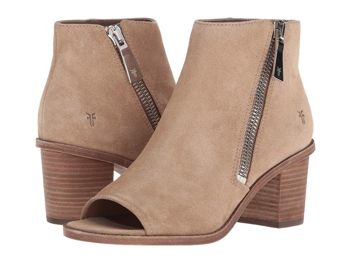 Frye Brielle Zip Peep Bootie (beige Oiled Suede) Women's Boots