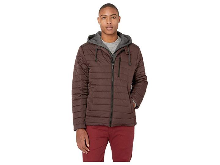 Buffalo David Bitton Poly Quilt Jacket With Bib Insert (burgundy) Men's Coat