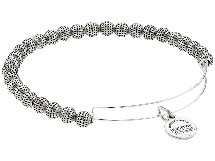 Alex And Ani Euphrates Beaded Expandable Bangle (russian Silver) Bracelet