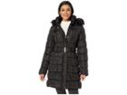 Via Spiga 3/4 Long Hooded Puffer (black) Women's Coat