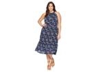 Michael Michael Kors Plus Size Scatter Blooms Print Tier Mid Dress (true Navy/light Chambray) Women's Dress