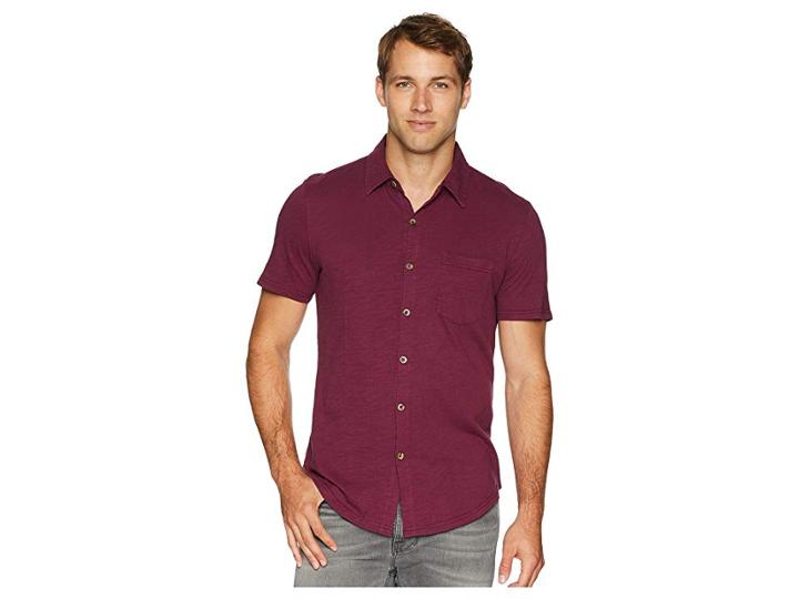 Mod-o-doc Montana Short Sleeve Button Front Shirt (mulberry) Men's Short Sleeve Button Up