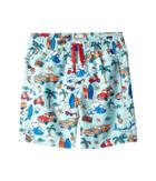 Hatley Kids Surf Island Swim Trunks (toddler/little Kids/big Kids) (aqua) Boy's Swimwear
