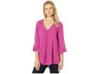 Bobeau V-neck Trumpet Sleeve Crepon (magenta Haze) Women's T Shirt