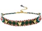 Rebecca Minkoff Triangle Stud Friendship Choker (gold/green) Necklace