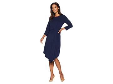 Mod-o-doc Cotton Modal Spandex Jersey 3/4 Sleeve Side Tuck Dress (true Navy) Women's Dress
