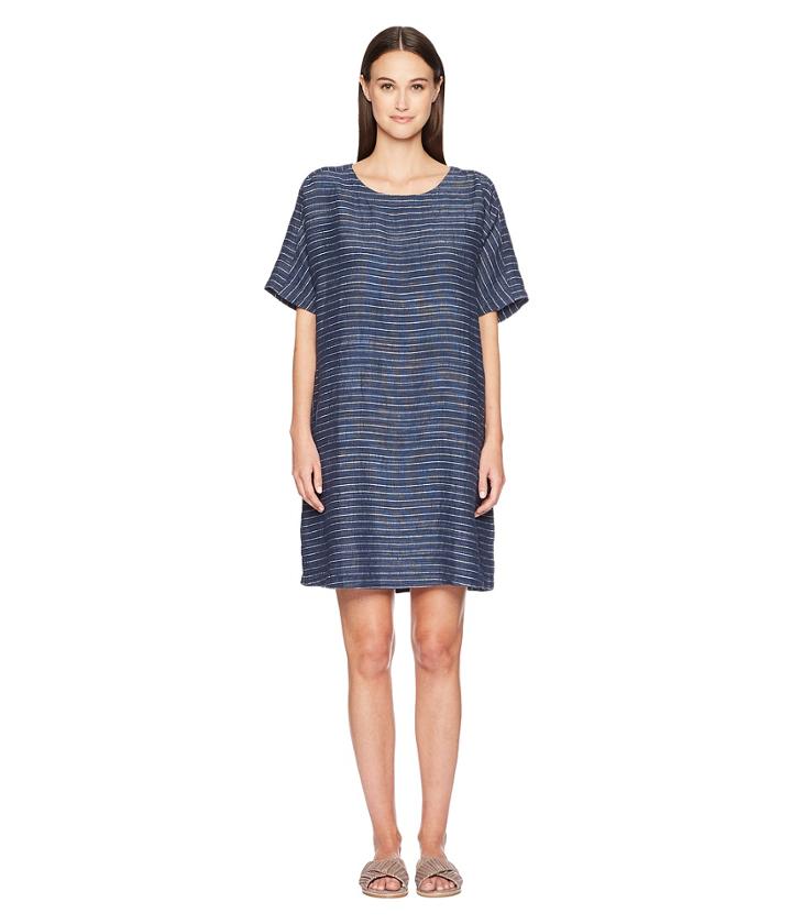 Eileen Fisher Scoop Neck Tunic Dress (denim) Women's Dress