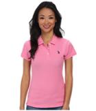 U.s. Polo Assn. Solid Small Pony Polo (pink Zinc) Women's Short Sleeve Pullover