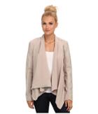 Blank Nyc Draped Vegan Leather And Ponte Jacket In Taupe (taupe) Women's Coat