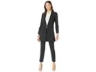 Tahari By Asl Pinstripe Topper Jacket Pants Suit (black/blue) Women's Suits Sets