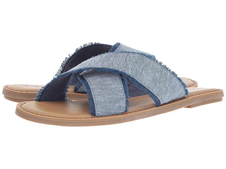 Toms Viv (blue Slub Chambray) Women's Sandals