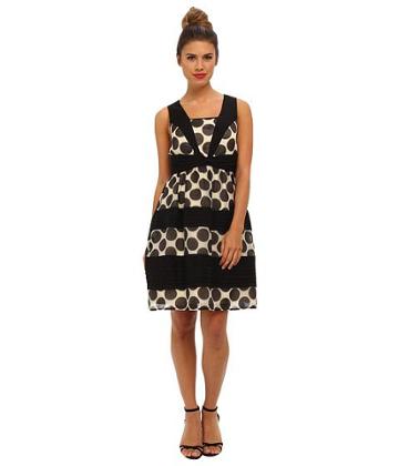Ivy & Blu Maggy Boutique Sleeveless Polka Dot Wrap Waist Fit (ivory/black) Women's Dress