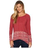 Cruel Long Sleeve Heathered Jersey Burnout (red) Women's Clothing