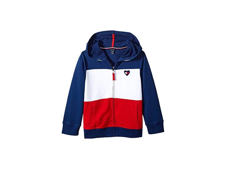 Tommy Hilfiger Kids Color Block Hoodie (big Kids) (flag Blue) Girl's Sweatshirt