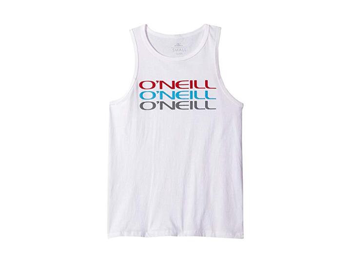 O'neill Kids Decades Tank Top Screens Imprint (big Kids) (white) Boy's Sleeveless