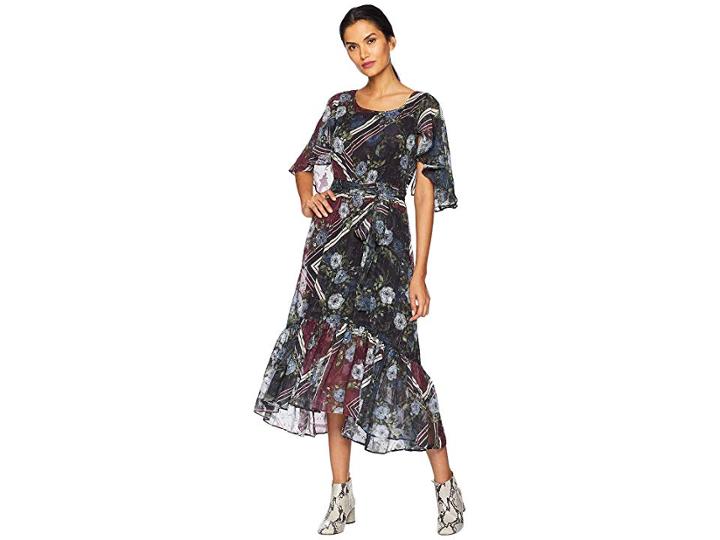 Taylor Printed Chiffon Maxi Dress (burgundy Multi) Women's Dress