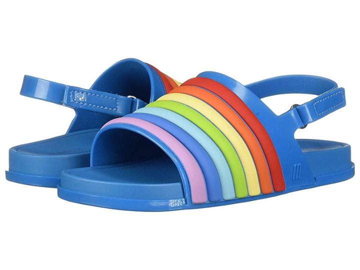 Mini Melissa Mini Beach Slide Sandal Rainbow (toddler/little Kid) (blue Colorful) Girl's Shoes