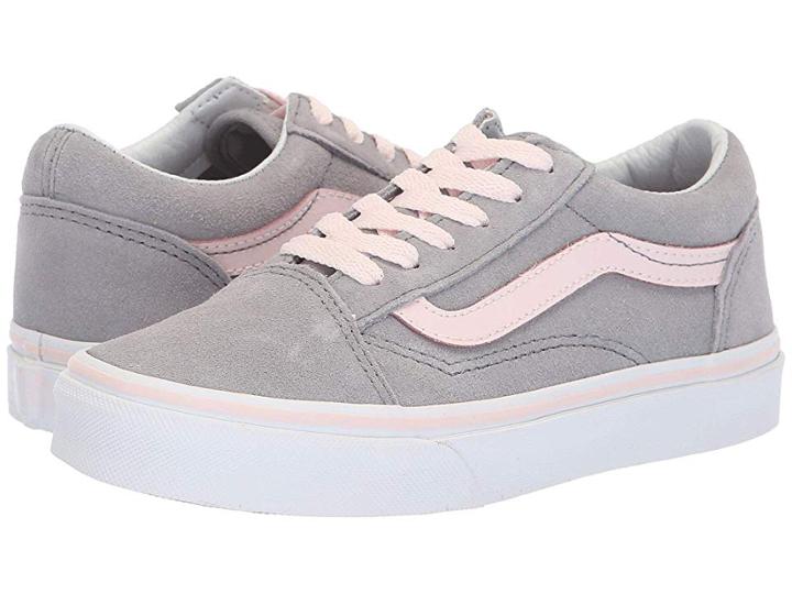 Vans Kids Old Skool (little Kid/big Kid) ((suede) Heavenly Pink/true White) Girls Shoes