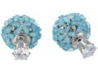 Nina Front To Back Flower Ball Earrings (rhodium/blue Cz) Earring