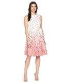 Anne Klein Scattered Dot Cotton Fit And Flare Dress (optic White/tomato) Women's Dress