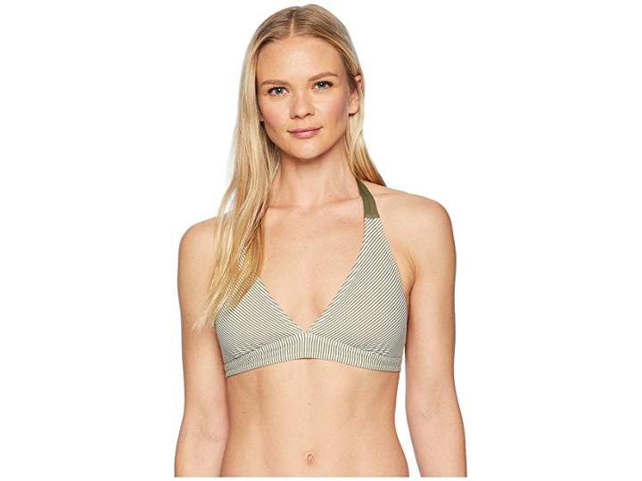 Prana Lahari Halter Top (cargo Green Stripe) Women's Swimwear