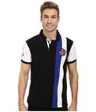 U.s. Polo Assn. Vertical Stripes Color Block Pique Polo (black) Men's Short Sleeve Pullover