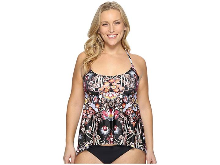 Becca By Rebecca Virtue Plus Size Havana Tankini Top (multi) Women's Swimwear