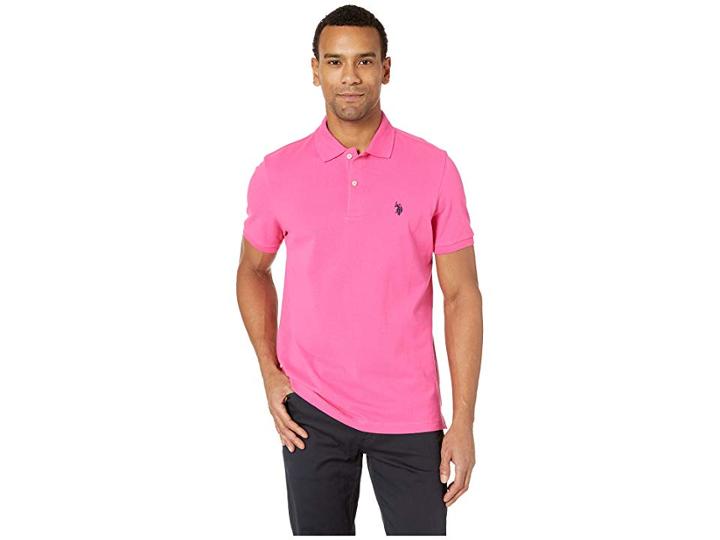 U.s. Polo Assn. Solid Cotton Pique Polo With Small Pony (watermelon Beach) Men's Short Sleeve Knit