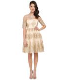Adrianna Papell Metallic Corded Lace Party Dress (gold) Women's Dress
