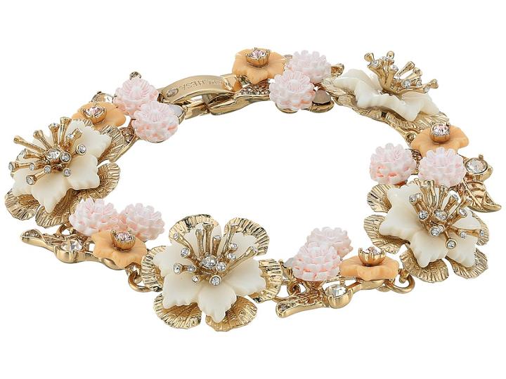 Marchesa Force Of Nature 7.25 Flex Floral Bracelet (gold/white) Bracelet