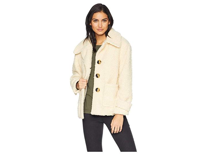 Free People So Soft Cozy Peacoat (ivory) Women's Coat