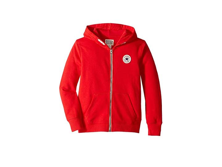Converse Kids Chuck Patch French Terry Hoodie (big Kids) (red) Boy's Clothing