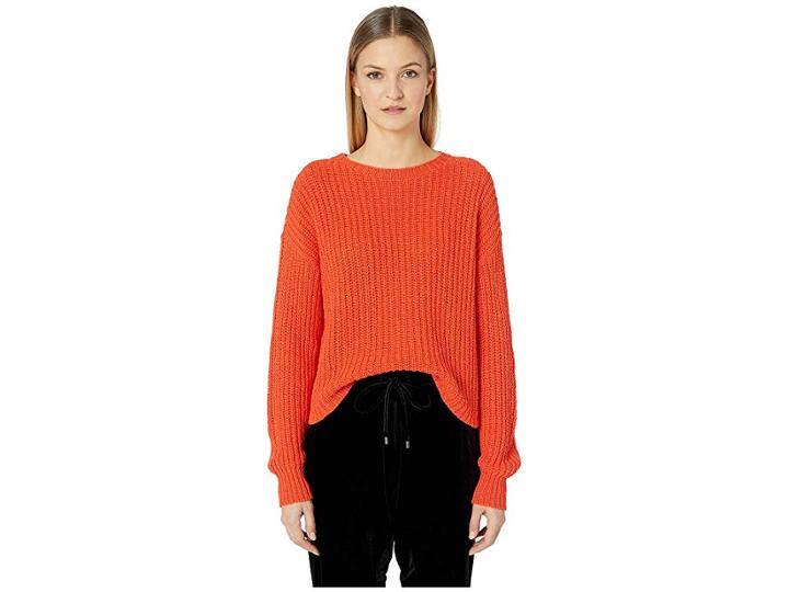 Eileen Fisher Scoop Neck Top (hot Red) Women's Sweater