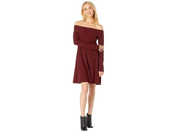 Roper 2046 Rib Knit Off The Shoulder (wine) Women's Clothing