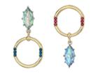 Betsey Johnson Stone And Hoop Non-matching Earrings (multi) Earring