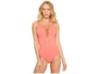 Bleu Rod Beattie Oh So Knotty Lace Down Ots Mio (coral Reef) Women's Swimwear