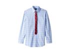 Tommy Hilfiger Kids Stretch Open Plaid W/ Tie (big Kids) (blue Buff) Boy's Clothing