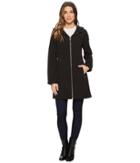 Calvin Klein Softshell Hooded Zip Front (black) Women's Coat