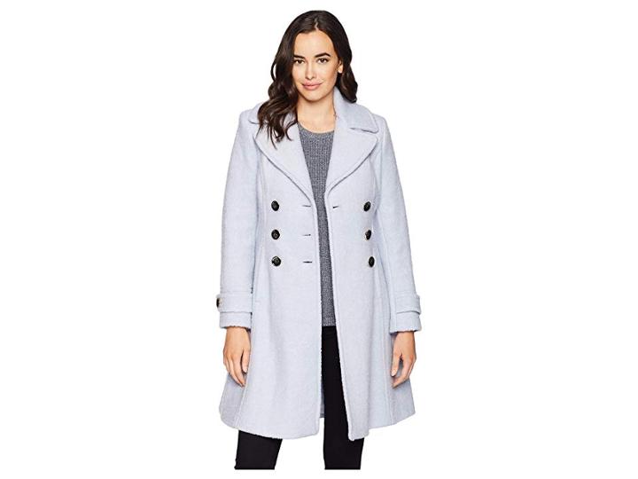 Ivanka Trump Double Breasted Button Boucle Wool Coat (sky) Women's Coat