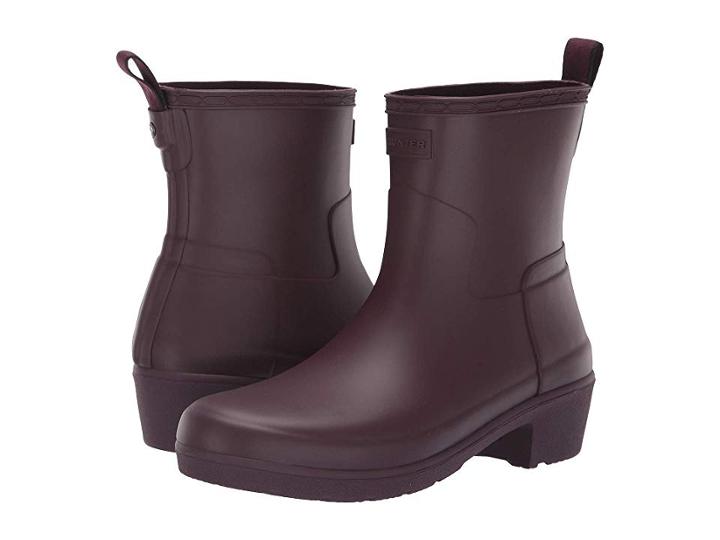 Hunter Refined Low Heel Ankle Biker Rain Boots (oxblood) Women's Rain Boots