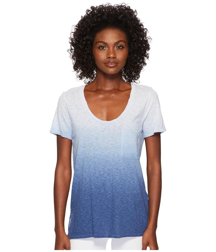 Three Dots Eco Knit Pocket Tee (dark Denim) Women's T Shirt