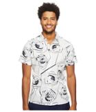 Perry Ellis Short Sleeve Exploded Rose Shirt (bright White) Men's Clothing