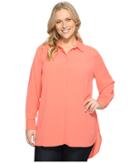 Vince Camuto Specialty Size Plus Size Long Sleeve Button Up Collared Tunic (coral Passion) Women's Clothing