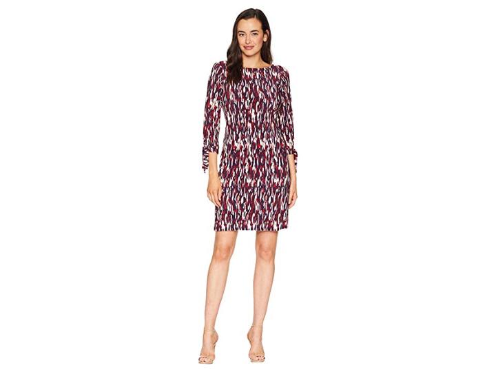 Nine West Printed Ity Long Sleeve Dress (raisin Multi) Women's Dress