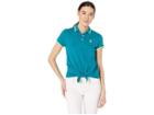 U.s. Polo Assn. Tie Front Polo Shirt (oahu Teal) Women's Clothing