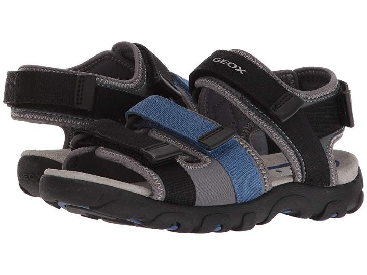 Geox Kids Strada 15 (little Kid/big Kid) (black/blue) Boy's Shoes