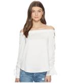 1.state Off Shoulder Blouse W/ Lace-up Sleeves (new Ivory) Women's Blouse