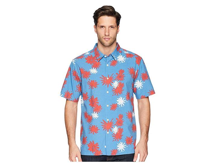 Quiksilver Waterman Floral Fireworks Shirt (parisian Blue) Men's Clothing