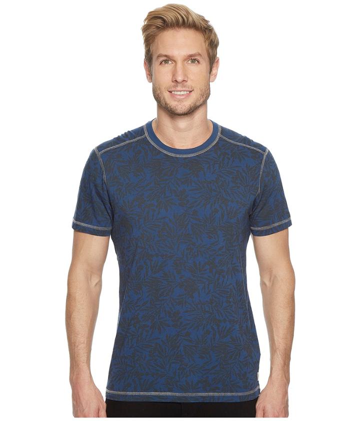 Agave Denim Frisco Woods Short Sleeve Crew Neck Flora Camo Print (dark Denim) Men's Short Sleeve Pullover